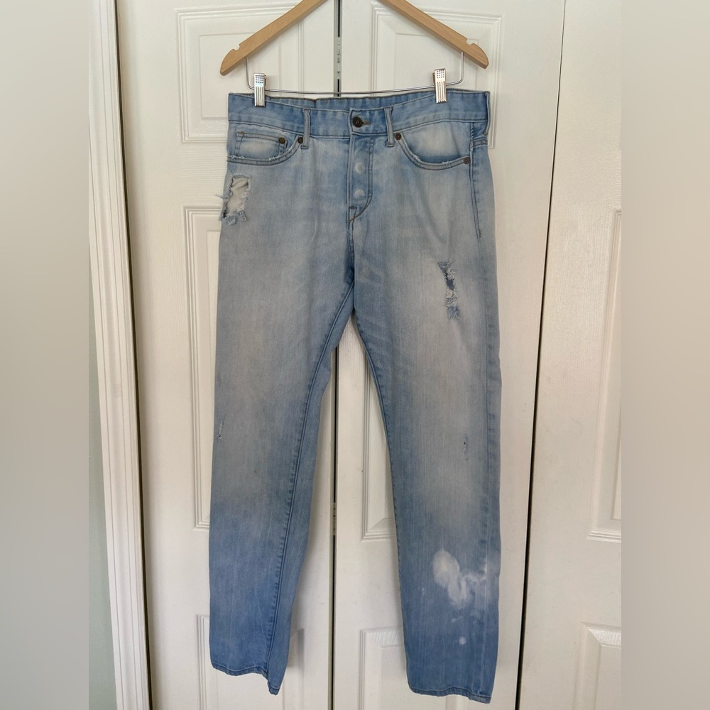 H&M Light Wash Skinny Jeans with Distressed Details